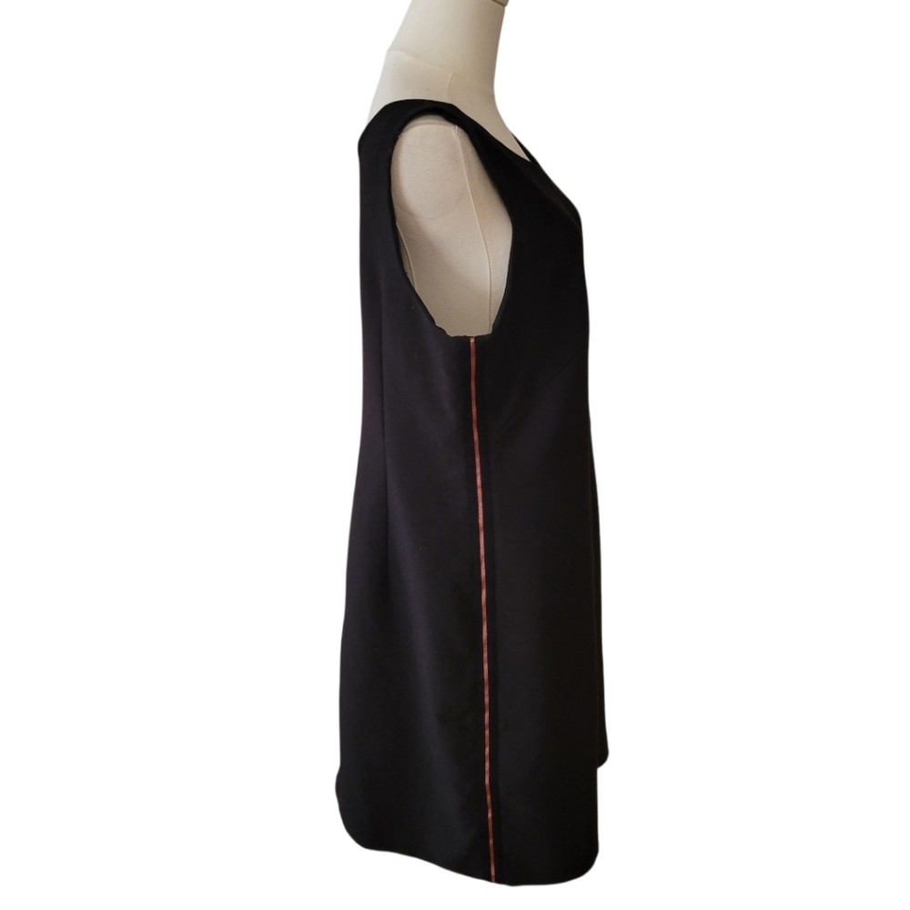 NWT Armani Exchange Black Sleeveless Satin Inset Dress Size 14 - Picture 2 of 4